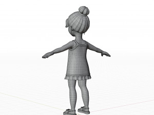 Cartoon girl brunette in sundress Modèle 3D