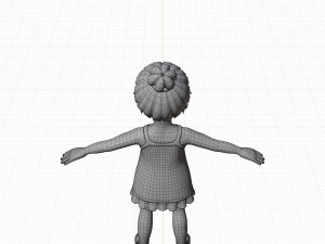 Cartoon girl brunette in sundress Modèle 3D
