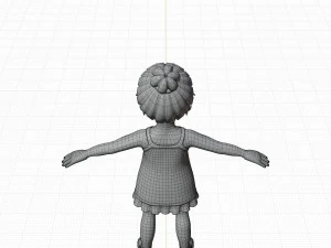 Morena de menina dos desenhos animados em vestido de ver&atilde;o Modelo 3D