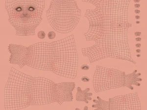 Morena de menina dos desenhos animados em vestido de ver&atilde;o Modelo 3D