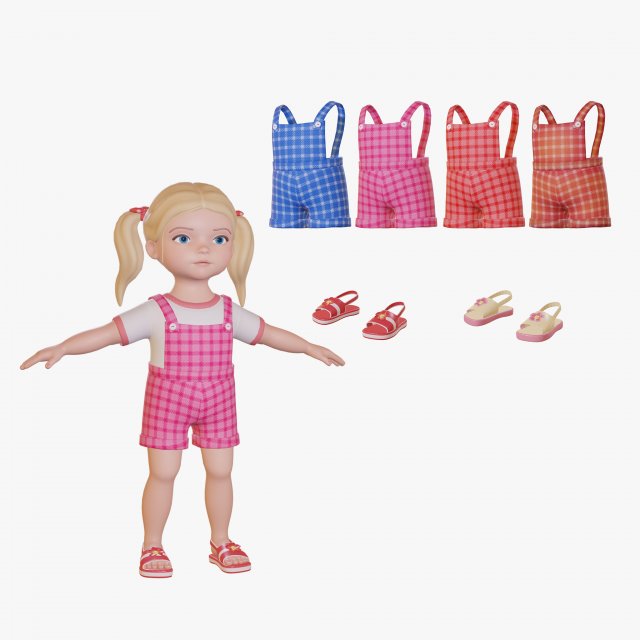 Girl child blonde Modelo 3D .c4d .max .obj .3ds .fbx .stl .blend 