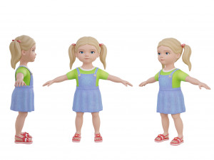 Cartoon girl child blonde 3D 모델