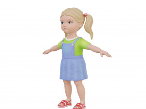 Cartoon girl child blonde 3D 모델