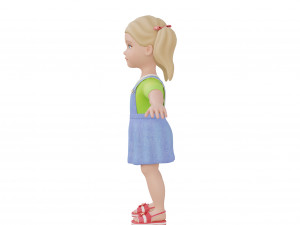 Cartoon girl child blonde 3D 모델