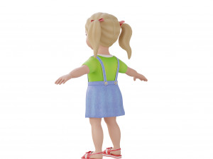 Cartoon girl child blonde 3D 모델