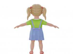 Cartoon girl child blonde 3D 모델