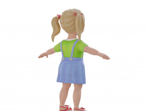 Cartoon girl child blonde 3D 모델