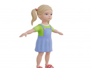 Cartoon girl child blonde 3D 모델