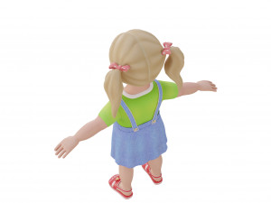 Cartoon girl child blonde 3D 모델
