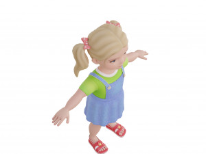 Cartoon girl child blonde 3D 모델