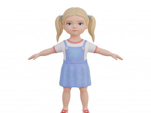 Cartoon girl child blonde 3D 모델