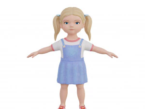Cartoon girl child blonde 3D Model
