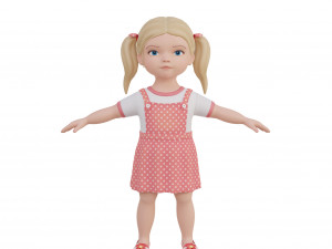 Cartoon girl child blonde 3D 모델