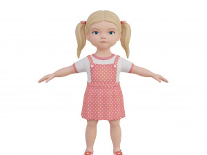 Cartoon girl child blonde 3D Model