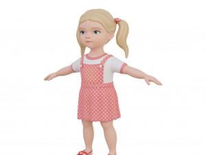 Cartoon girl child blonde 3D 모델