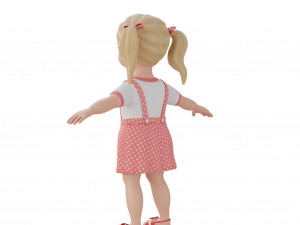 Cartoon girl child blonde 3D 모델