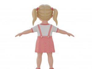 Cartoon girl child blonde 3D Model