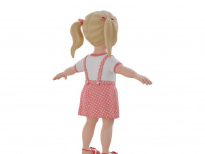 Cartoon girl child blonde 3D 모델