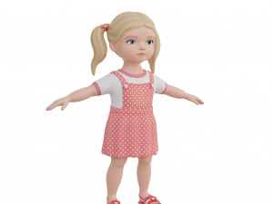 Cartoon girl child blonde 3D 모델