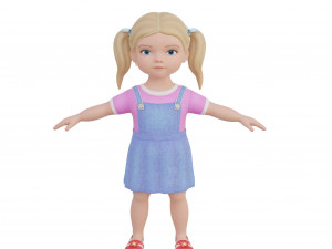 Cartoon girl child blonde 3D 모델