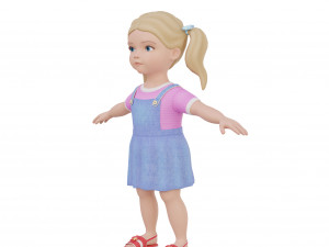 Cartoon girl child blonde 3D 모델
