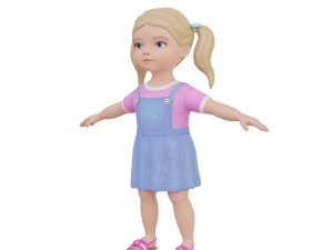 Cartoon girl child blonde 3D 모델
