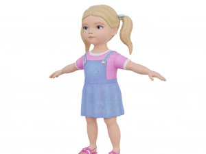 Cartoon girl child blonde 3D Model