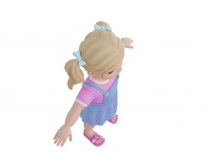 Cartoon girl child blonde 3D 모델