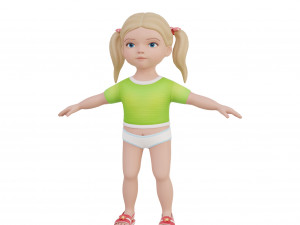 Cartoon girl child blonde 3D 모델