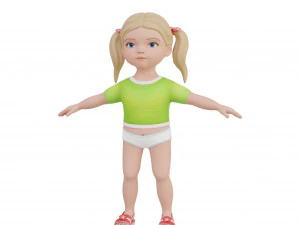 Cartoon girl child blonde 3D Model