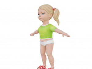 Cartoon girl child blonde 3D 모델