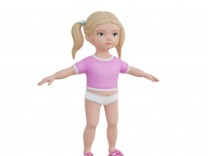 Cartoon girl child blonde 3D 모델