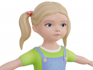 Cartoon girl child blonde 3D 모델
