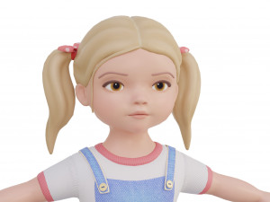 Cartoon girl child blonde 3D 모델