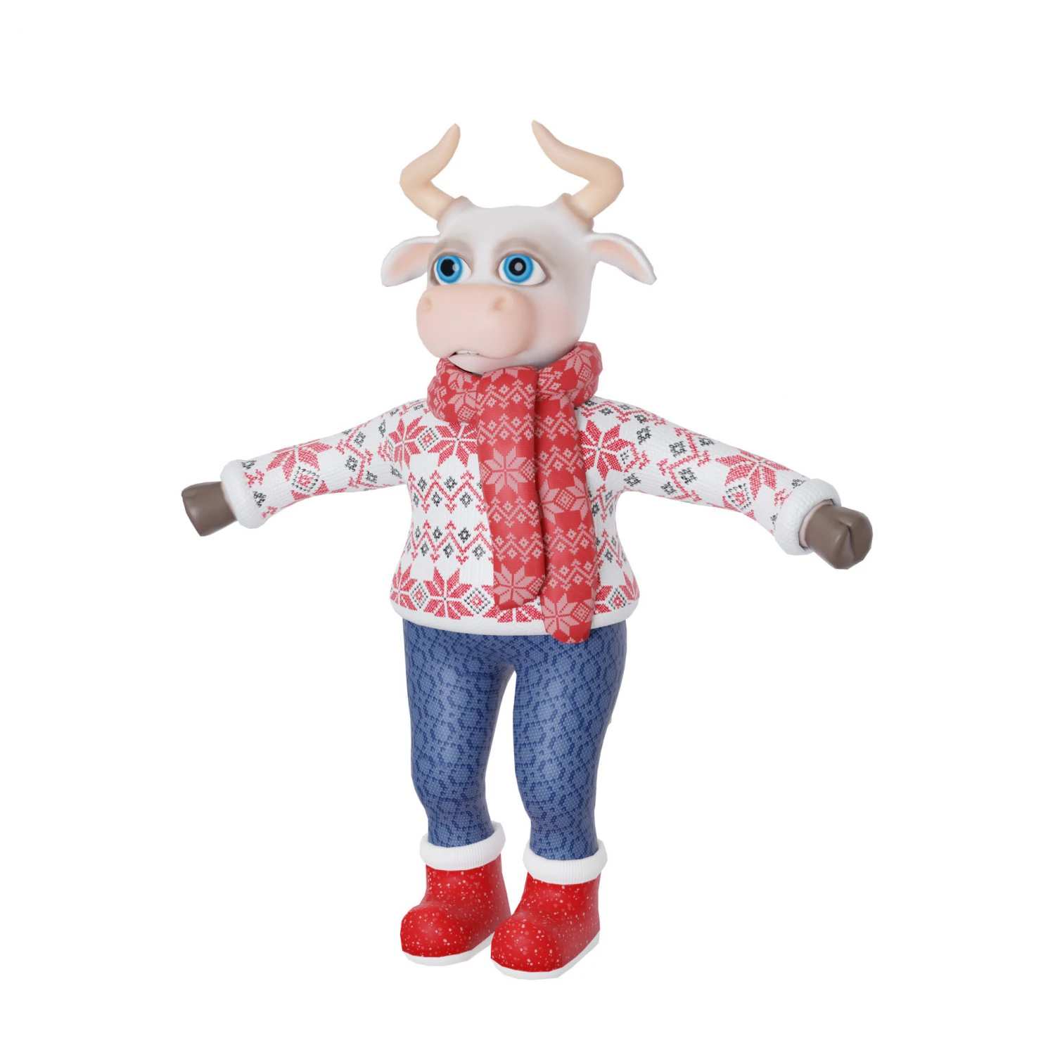 Bull-white 3D Model .c4d .max .obj .3ds .fbx .stl .blend 