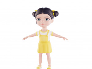 Girl brunette in yellow sundress 3D Model