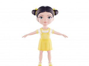 Girl brunette in yellow sundress 3Dモデル