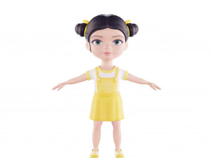 Girl brunette in yellow sundress 3D Model