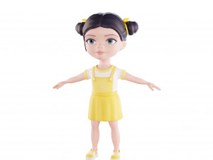 Girl brunette in yellow sundress 3Dモデル