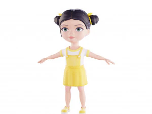 Girl brunette in yellow sundress 3D Model