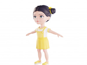 Girl brunette in yellow sundress 3Dモデル