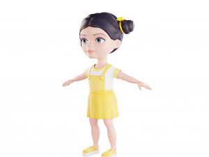 Girl brunette in yellow sundress 3D Model