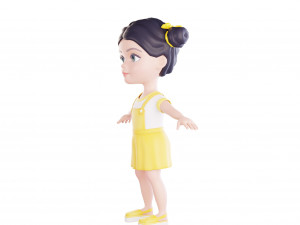 Girl brunette in yellow sundress 3Dモデル