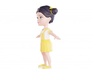 Girl brunette in yellow sundress 3D Model