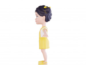 Girl brunette in yellow sundress 3Dモデル