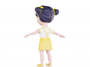 Girl brunette in yellow sundress 3D Model