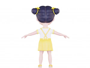 Girl brunette in yellow sundress 3D Model