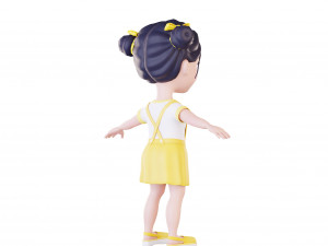 Girl brunette in yellow sundress 3Dモデル