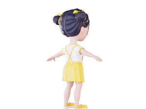 Girl brunette in yellow sundress 3D Model