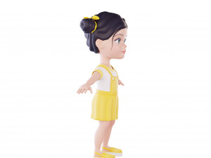 Girl brunette in yellow sundress 3Dモデル